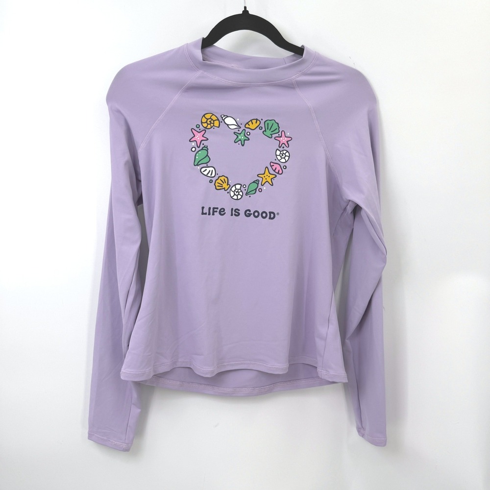 Life Is Good Rash Guard Swim Shirt Womens M‎ Purple Resort Beach SummerCoastal